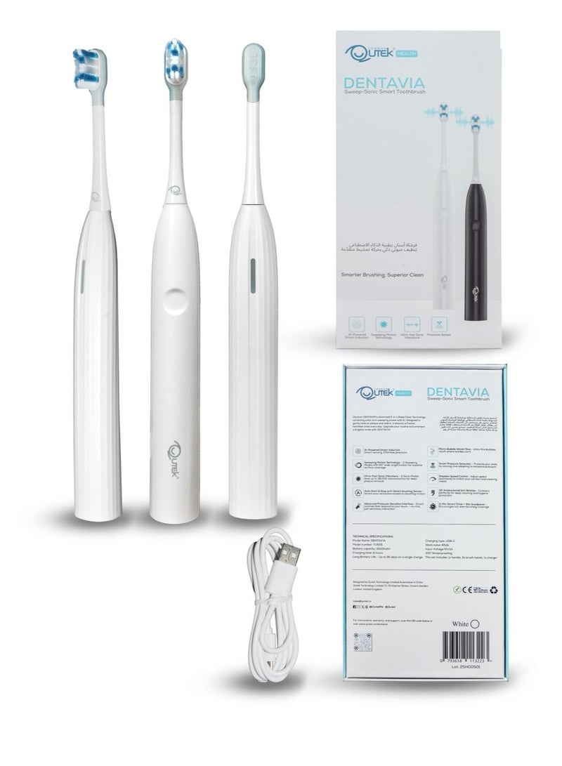 Qutek DENTAVIA Smart Electric Toothbrush – 180-Day Battery Life, 2-in-1 Sonic & 60° Sweeping Motion Technology, 6 Modes, Pressure Sensor & IPX7 Waterproof - Image 3